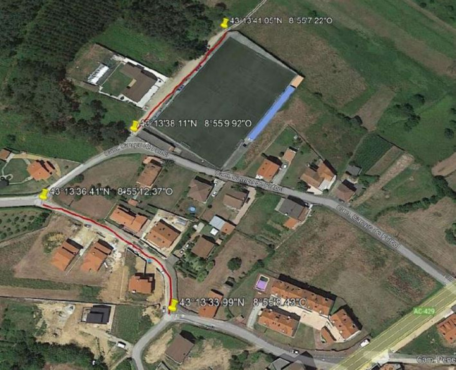 Cabana pavimentará las calles del entorno del campo de fútbol de Neaño