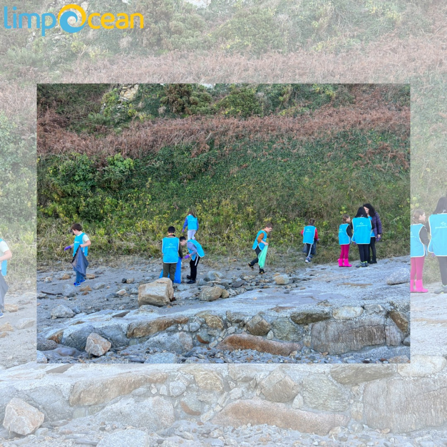Alumnos del colegio de Buño ayudan a limpiar la playa de Beo