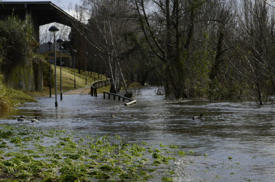 Tres jóvenes, atrapados en la base del puente Viejo de Ourense tras la crecida del caudal del río Miño