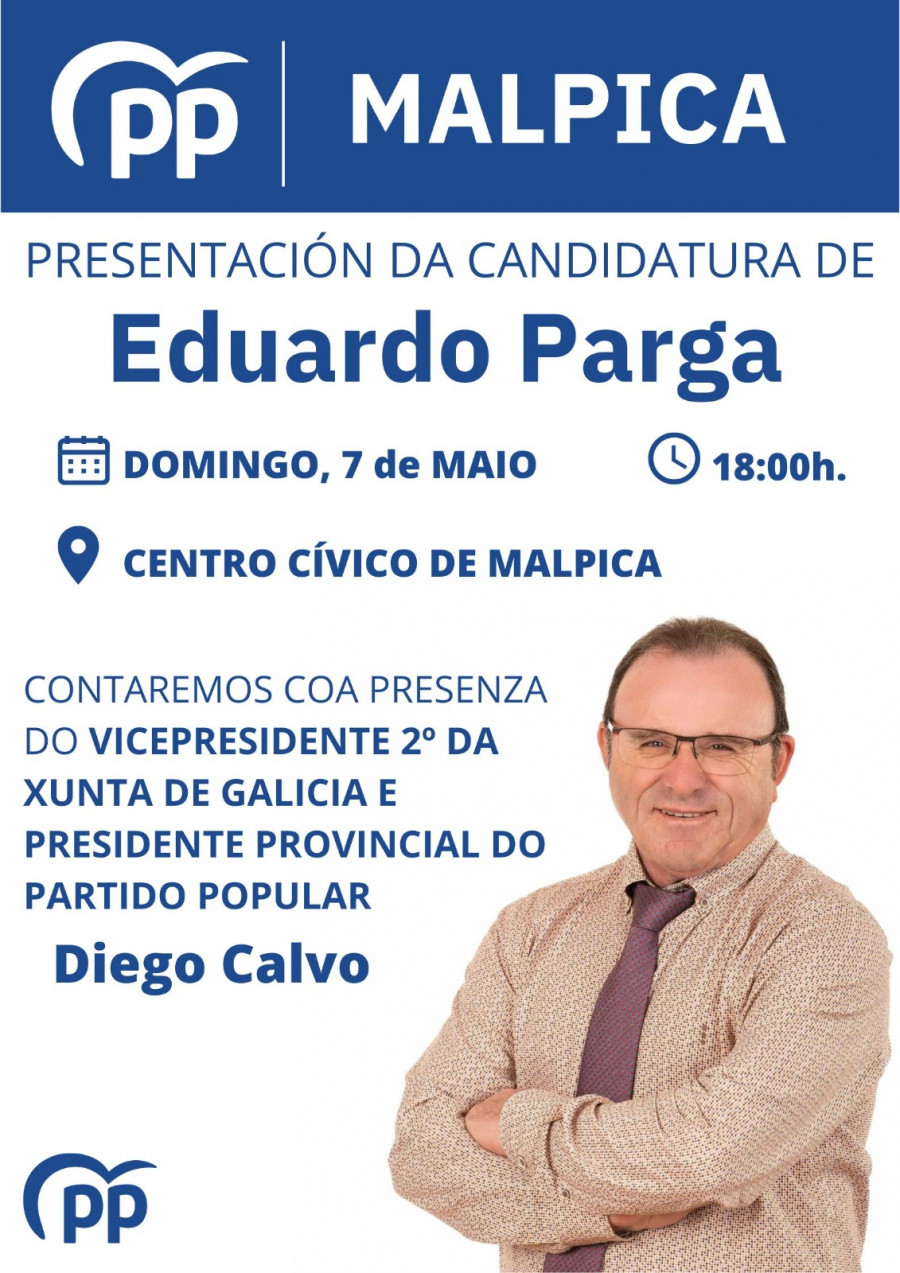 El PP de Eduardo Parga presenta su candidatura el domingo con el apoyo de Diego Calvo