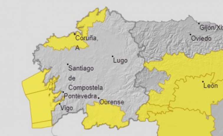 A Coruña y Ourense, en alerta amarilla por fuertes lluvias este sábado