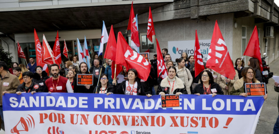Los sindicatos cifran en el 90% el seguimiento de la huelga de la sanidad privada en A Coruña