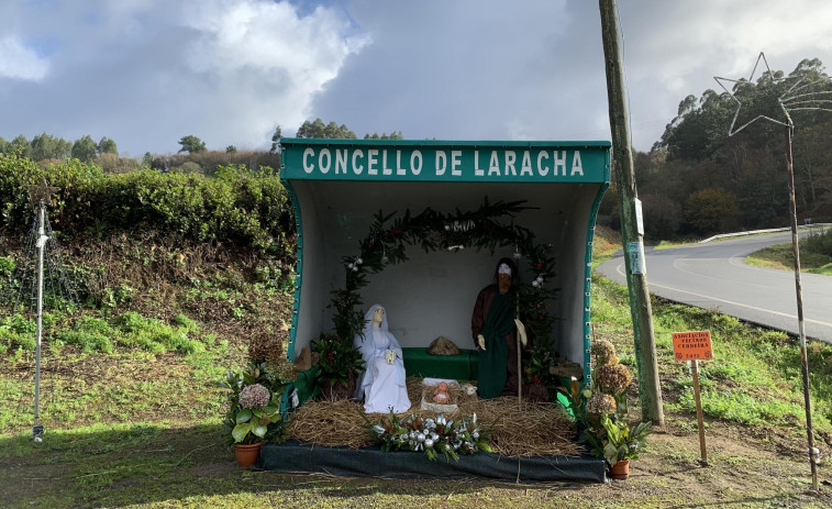 Una marquesina convertida en un Belén en Montemaior-A Laracha