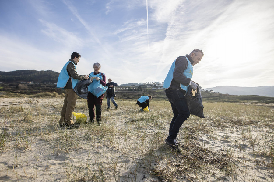 Limpieza de pellets en los arenales carballeses y Ariete organiza una jornada en Soneira