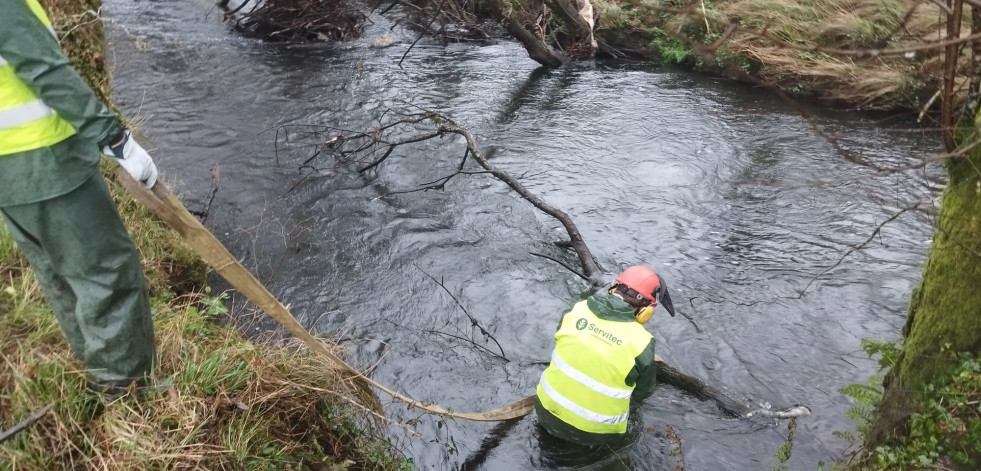 Santa Comba lleva a cabo el  plan de limpieza fluvial presentado a Augas de Galicia