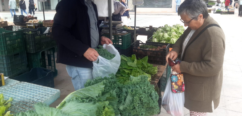 A siete euros se cotiza la bolsa de medio kilo de pimientos de Herbón en la feria de Carballo