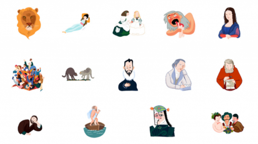 Las Meninas y La maja vestida, en formato sticker para el teléfono móvil