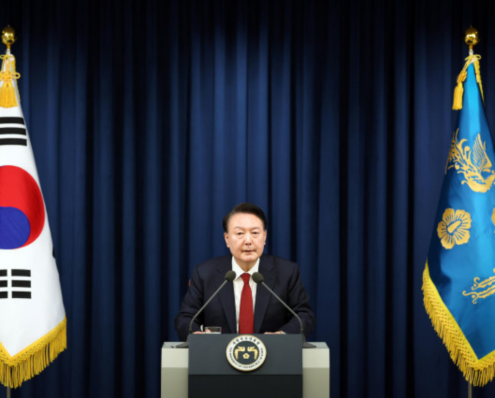 ElpresidentesurcoreanoYoonSukYeoldeclarandolaleymarcialenundiscursodeemergencia