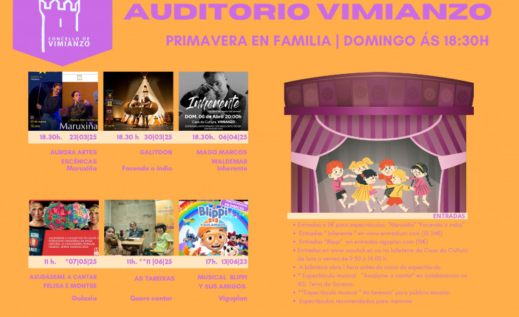 Vimianzo da la bienvenida a la primavera con una programación para toda la familia en el auditorio