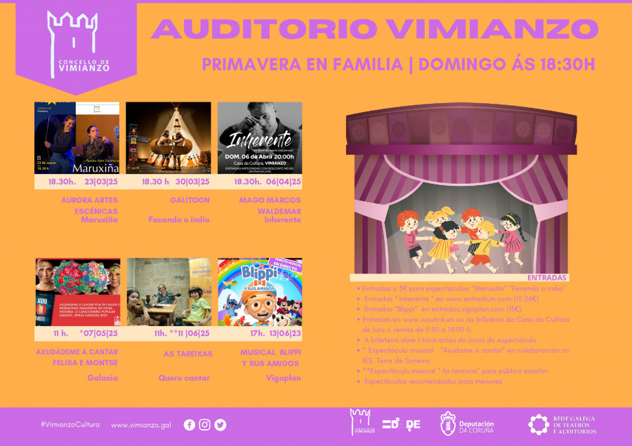 Vimianzo da la bienvenida a la primavera con una programación para toda la familia en el auditorio