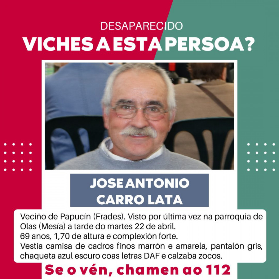 Continúa activa la búsqueda del vecino de Frades desaparecido en la zona de Fisterra