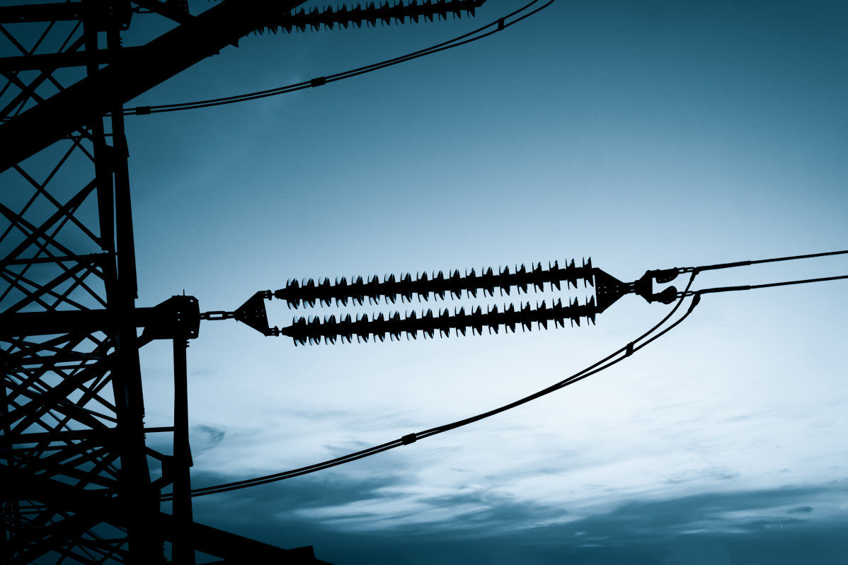 Electricity high voltage pole sky