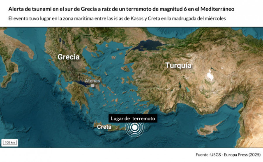 Un seísmo de magnitud 6 desata alerta de tsunami en Grecia