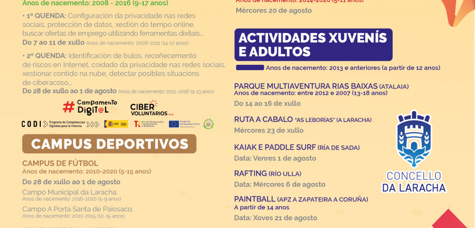 A Laracha presenta un programa de verano con 16 variadas propuestas