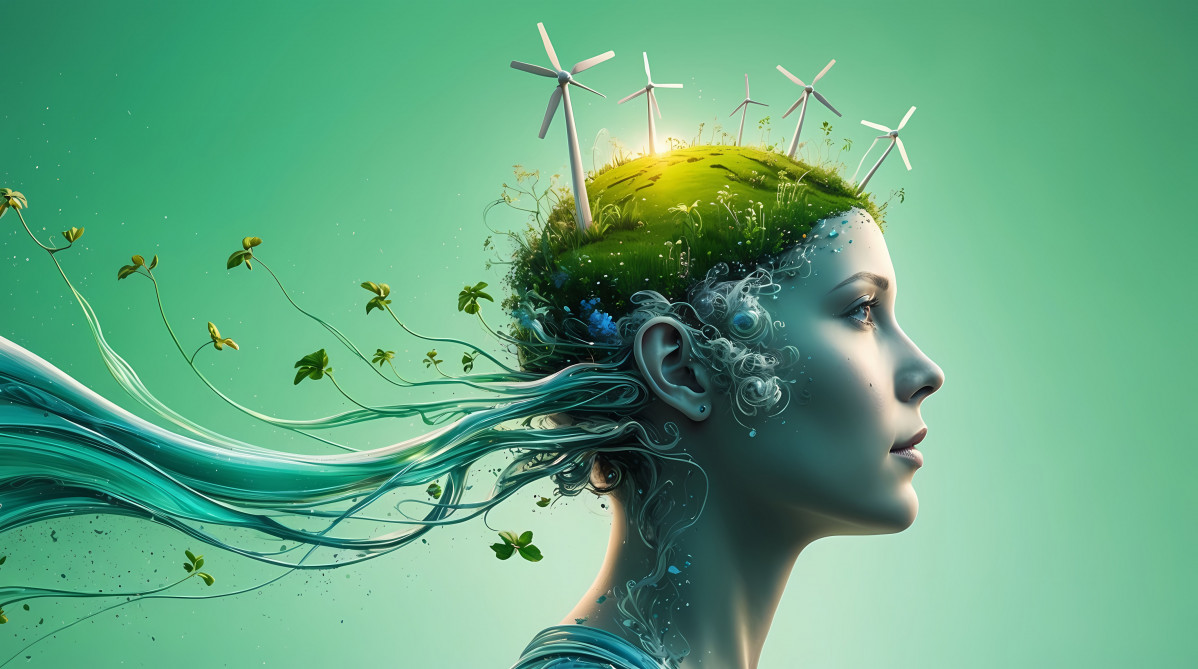 Representacion del proceso y concepto de la mente colectiva en el estilo de arte digital