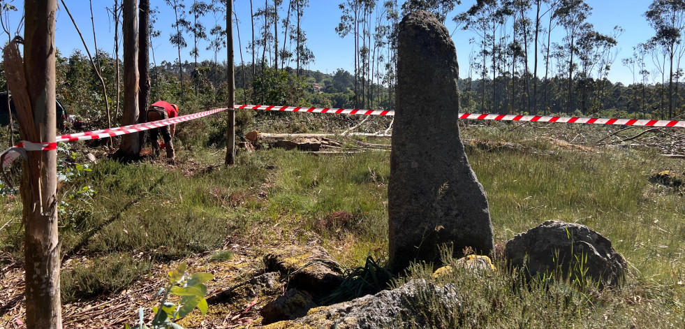 A Laracha limpia y acondiciona la parcela que alberga el menhir de Erboedo