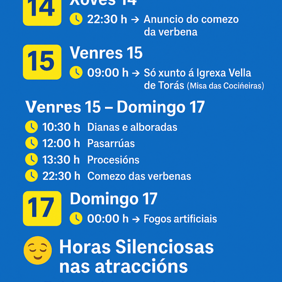 Festas Patronais da Laracha. Cartel informativo sobre horario tirada de bombas