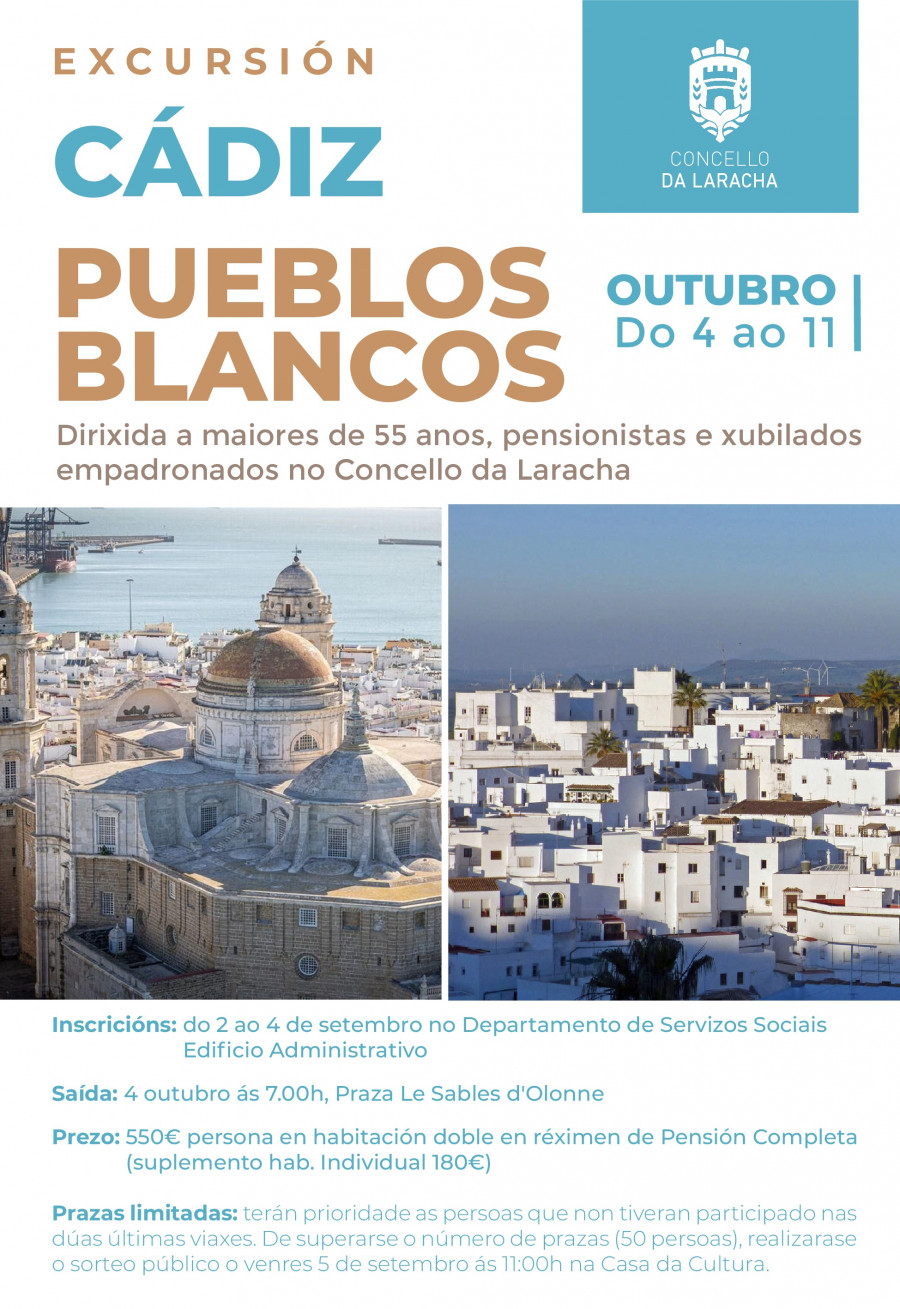 El Concello larachés prepara un viaje a Cádiz para mayores de 55 años