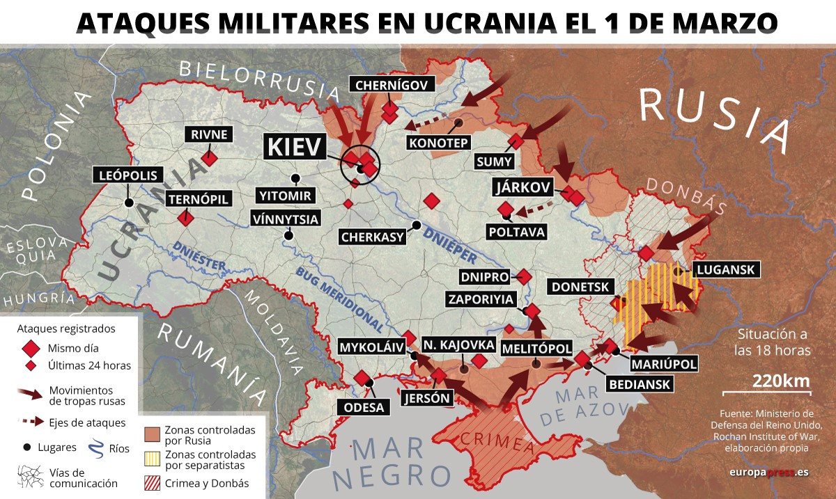 EuropaPress 4283859 mapa ataques militares ucrania registrados marzo estado 1800 convoy mas 40 19313487